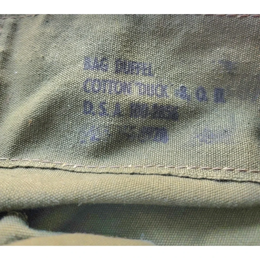 Vintage US Army Military Barrack Duffel Bag in Olive Drab Green Canvas